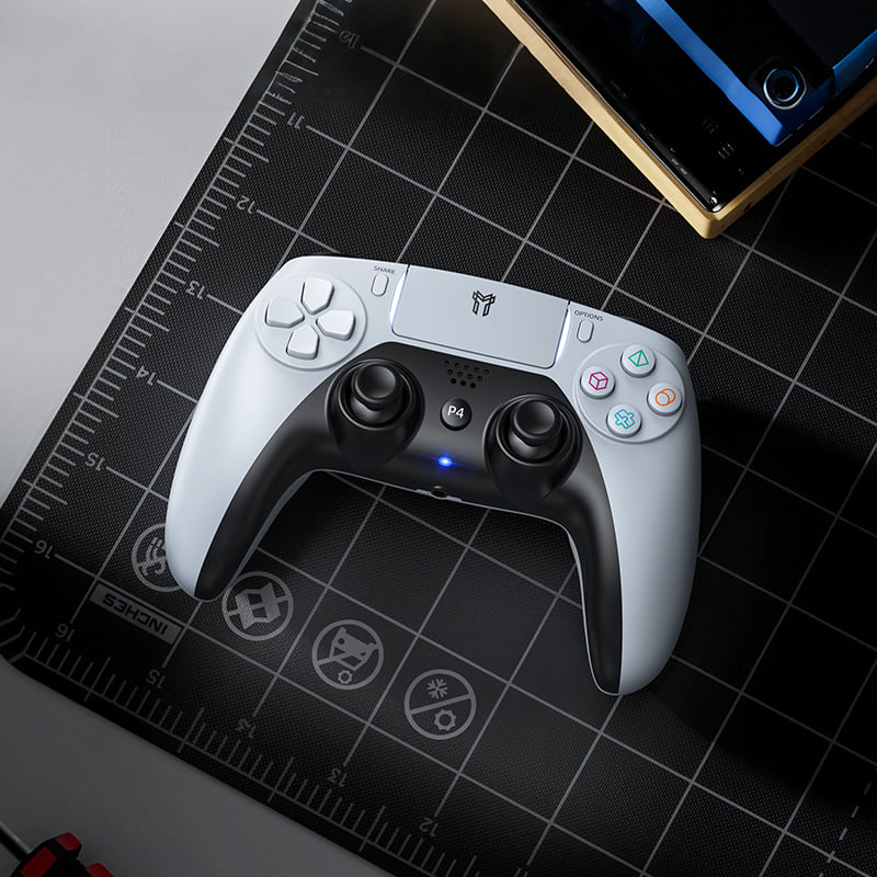 จอยเกมไร้สาย HOCO GA1 สำหรับใช้กับ PS4 รองรับระบบสั่น ระบบเสียง เ, 6-AXIS GYROSCOPE, Bชื่อมต่อหูฟังได้ สีขาว_7