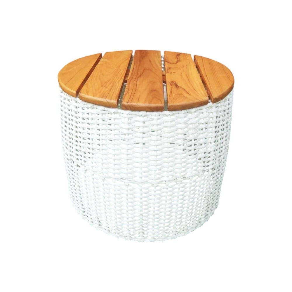 โต๊ะข้างหวายสานเทียม PAREENA DECOR รุ่น COASTAL WEAVE ท๊อปไม้สัก ไม้เนื้อแข็ง_0