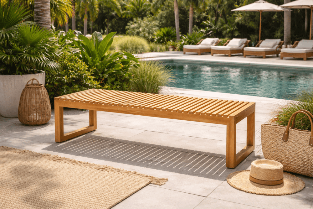 ม้านั่งสนาม ไม้สัก PAREENA DECOR รุ่น AURELIA 40 ซม. สีไม้ธรรมชาติ_2