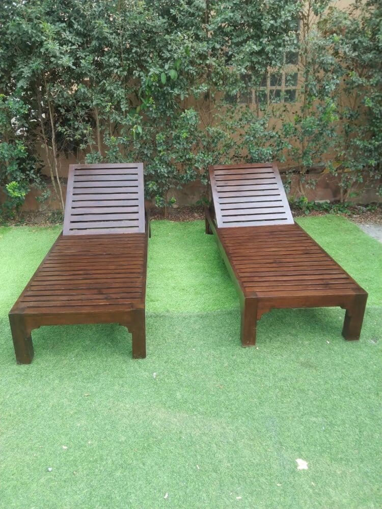 เตียงริมสระ ไม้สัก PAREENA DECOR รุ่น TEAK WOOD เตียงอาบแดด - สีโอ๊ค_3