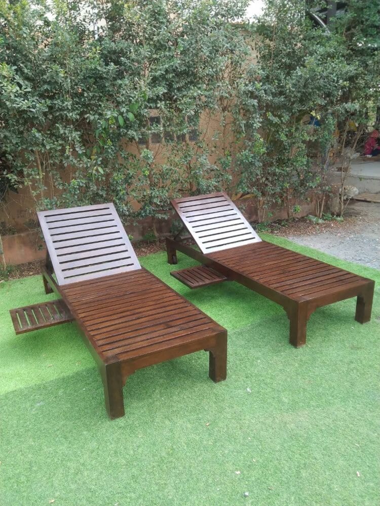 เตียงริมสระ ไม้สัก PAREENA DECOR รุ่น TEAK WOOD เตียงอาบแดด - สีโอ๊ค_4