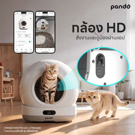 ห้องน้ำแมวอัตโนมัติ PANDO รุ่น MASTERCAT พร้อมกล้อง HD สีเทา_4