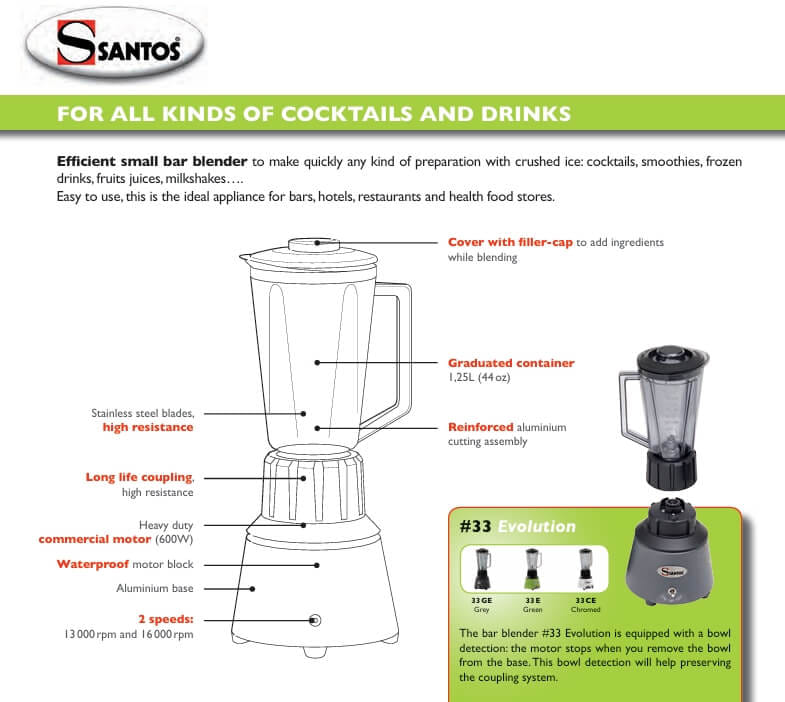 เครื่องปั่น SANTOS รุ่น BAR BLENDER 33_3