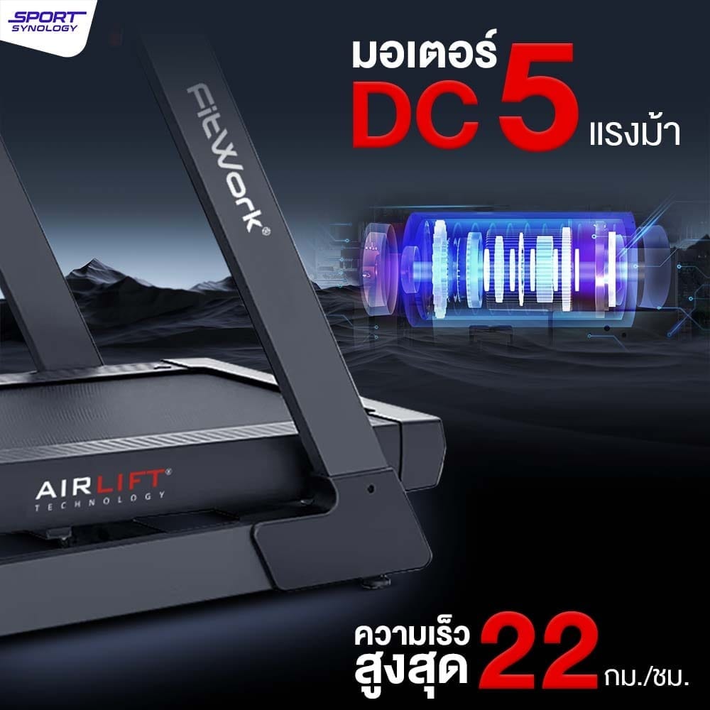 ลู่วิ่งไฟฟ้า SPORTSYNOLOGY รุ่น TREK ชันสูงสุด 48 ระดับและปรับลาดต่ำได้ -6 ระดับ
