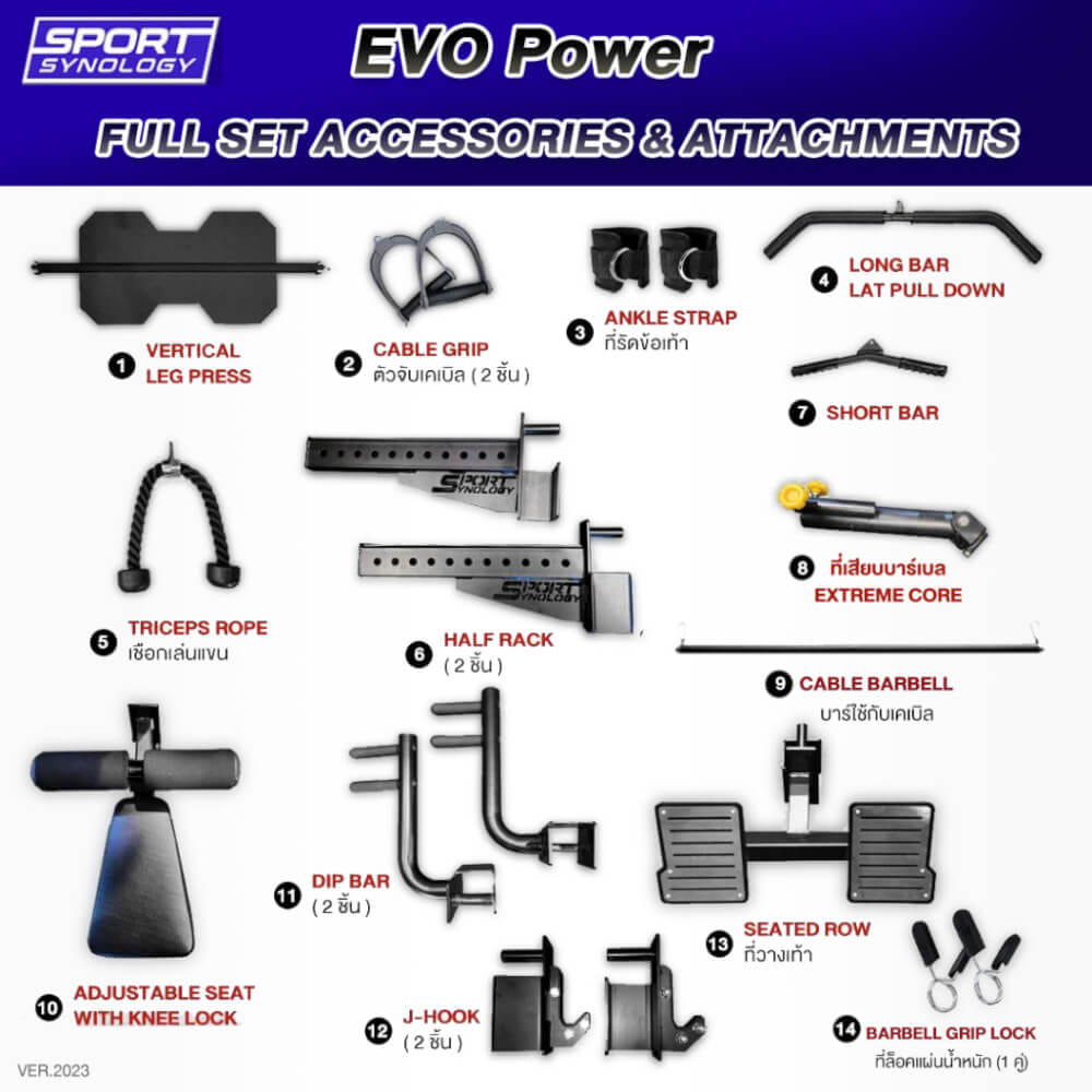 เครื่องสมิทแมชชีน SPORTSYNOLOGY EVO POWER เกรดฟิตเนส รองรับการใช้งานหนัก พินโหลดสองแถวรวม 150 กก. (เซต2)_5