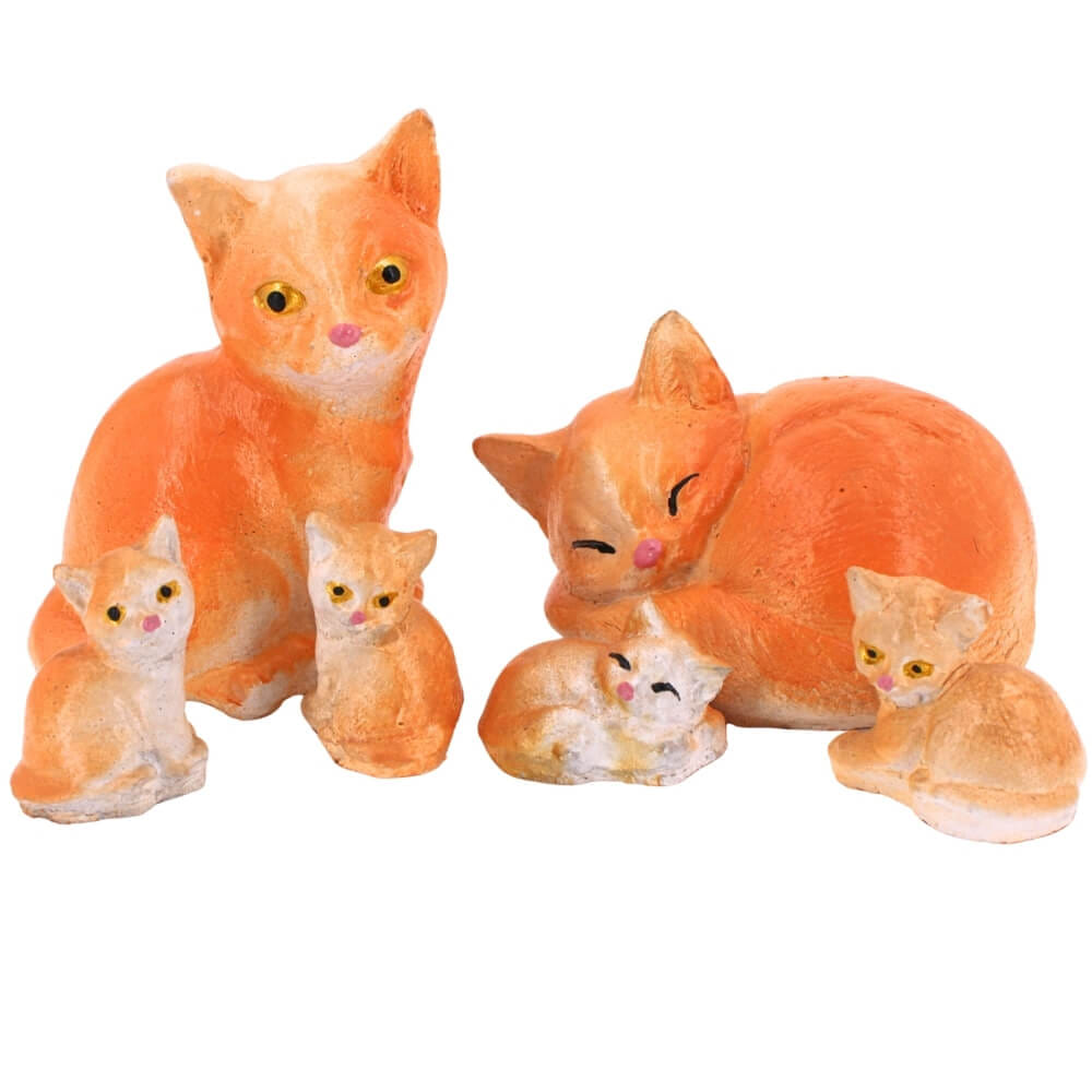 ตุ๊กตาปูนตกแต่งชุดแมว 6 ชิ้น KORAT SANGSUWAN POTTERY รุ่น THKSP009 15 ซม. สีส้ม