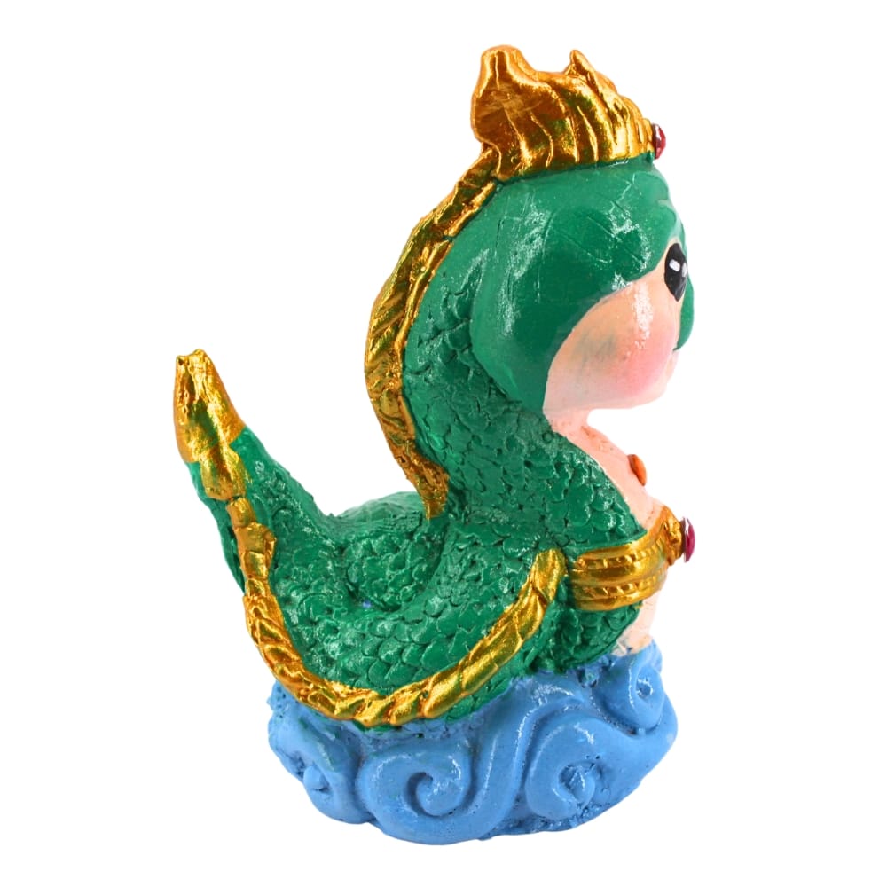 รูปปั้นพญานาค KORAT SANGSUWAN POTTERY รุ่น THKSP025 13 ซม. สีเขียวเข้ม