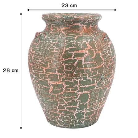 แจกันดินเผา KORAT SANGSUWAN POTTERY รุ่น THKSP001 ตกแต่งลายแตกวินเทจ 11 นิ้ว สีเขียว_1