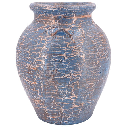 แจกันดินเผา KORAT SANGSUWAN POTTERY รุ่น THKSP002 ตกแต่งลายแตกวินเทจ 11 นิ้ว สีฟ้า_2