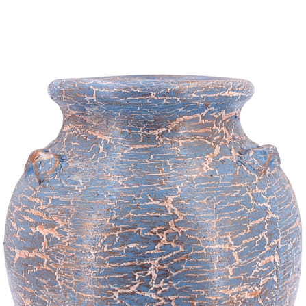 แจกันดินเผา KORAT SANGSUWAN POTTERY รุ่น THKSP002 ตกแต่งลายแตกวินเทจ 11 นิ้ว สีฟ้า_3