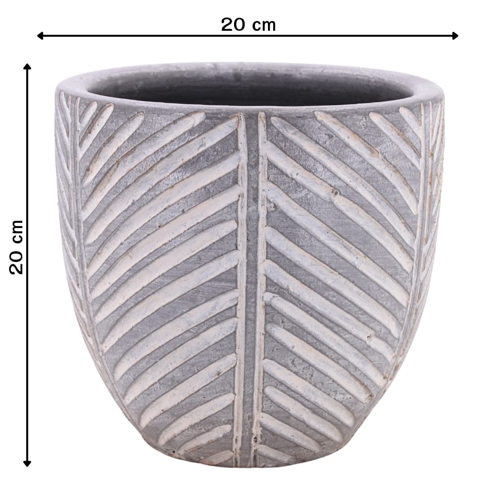 ชุดกระถางดินเผา เซ็ต 3ใบ KORAT SANGSUWAN POTTERY รุ่น THKSP031 ตกแต่งลวดลายธรรมชาติ 10 นิ้ว สีเทา_2