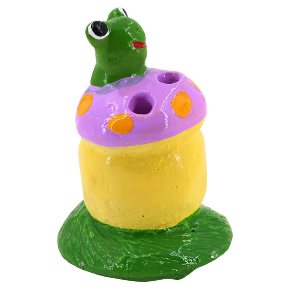ตุ๊กตาปูนตกแต่งหนอน KORAT SANGSUWAN POTTERY รุ่น THKSP016 10 ซม. เห็ดสีม่วง_2
