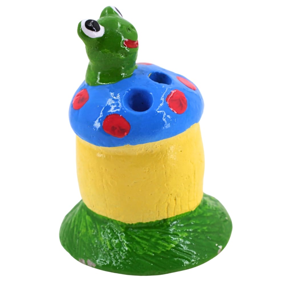 ตุ๊กตาปูนตกแต่งตัวหนอน KORAT SANGSUWAN POTTERY รุ่น THKSP019 10 ซม. เห็ดสีฟ้า_2