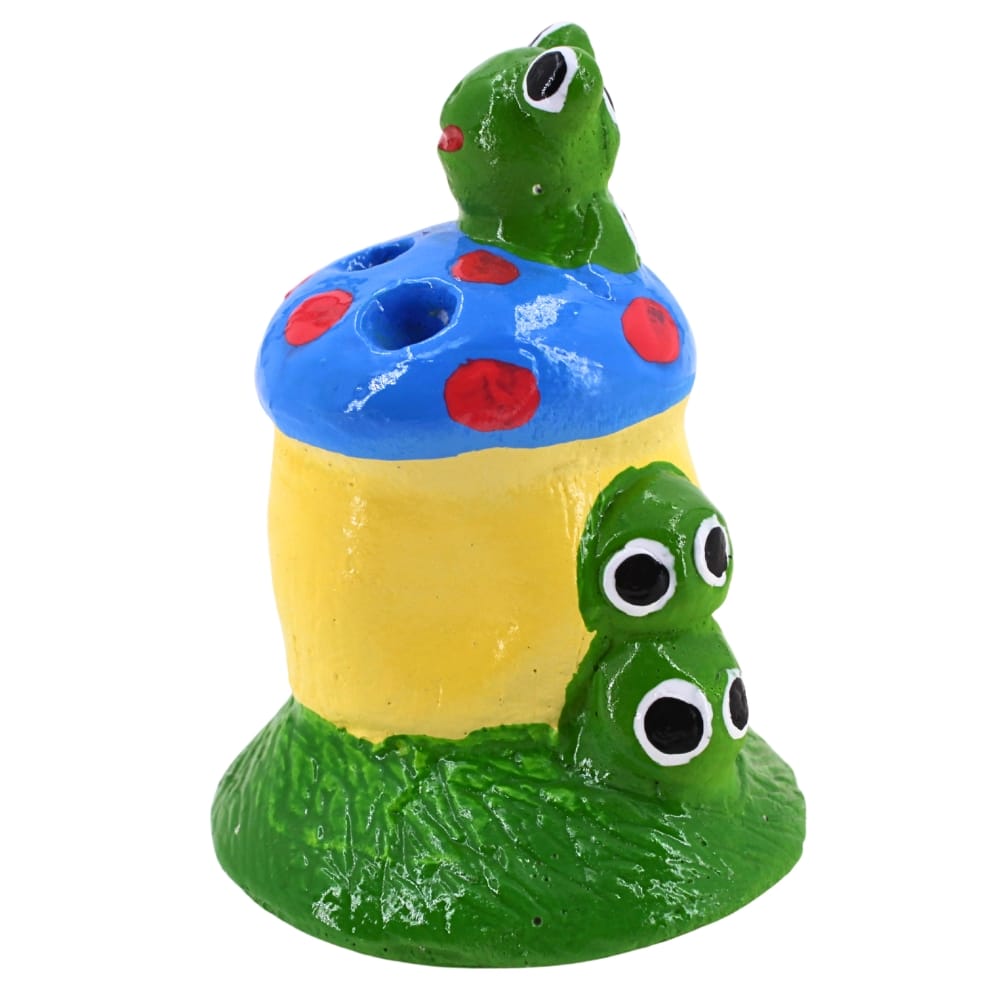 ตุ๊กตาปูนตกแต่งตัวหนอน KORAT SANGSUWAN POTTERY รุ่น THKSP019 10 ซม. เห็ดสีฟ้า_4