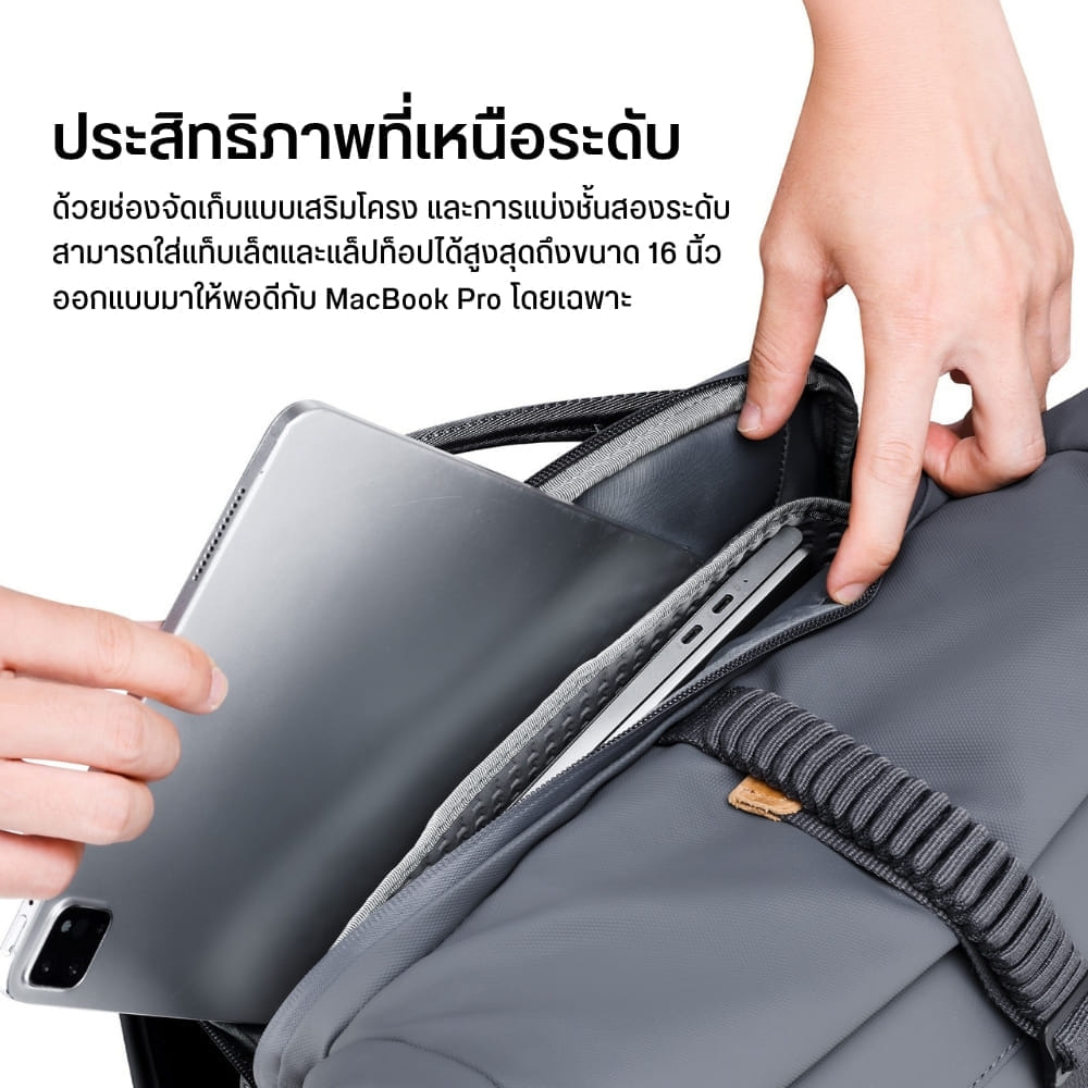 กระเป๋ากล้อง กระเป๋าสะพายหลัง ULANZI BP04 สีเทา 27L มี U-TAG ในตัว รองรับกล้อง DSLR เลนส์