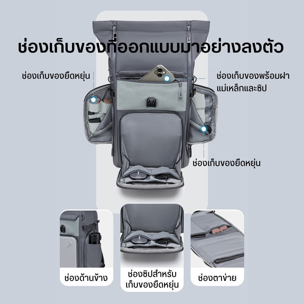 กระเป๋ากล้อง กระเป๋าสะพายหลัง ULANZI BP04 สีเทา 27L มี U-TAG ในตัว รองรับกล้อง DSLR เลนส์