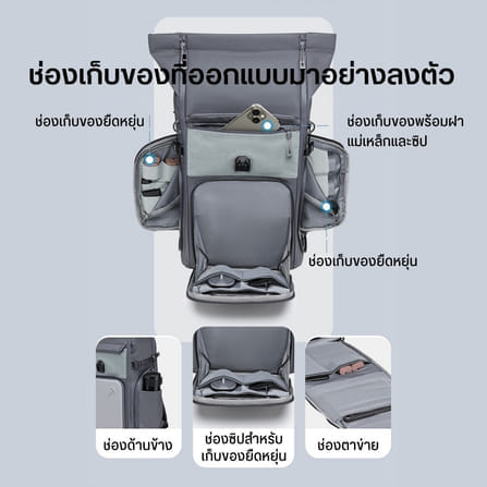 กระเป๋ากล้อง กระเป๋าสะพายหลัง ULANZI BP04 สีเทา 27L มี U-TAG ในตัว รองรับกล้อง DSLR เลนส์_6
