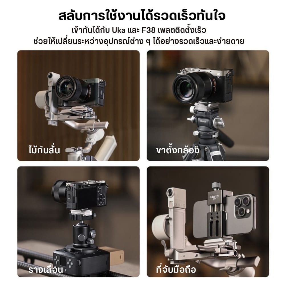 เพลทกล้อง ULANZI C061 เพลทปลดเร็ว สีดำ ต่อขาตั้ง สำหรับไม้กันสั่น DJI RS SERIES