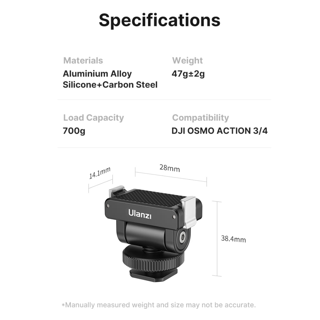 ตัวแปลง ULANZI CA22 สำหรับต่อกล้อง DJI ACTION 3/4 กับช่อง COLDSHOE และ ขาตั้ง