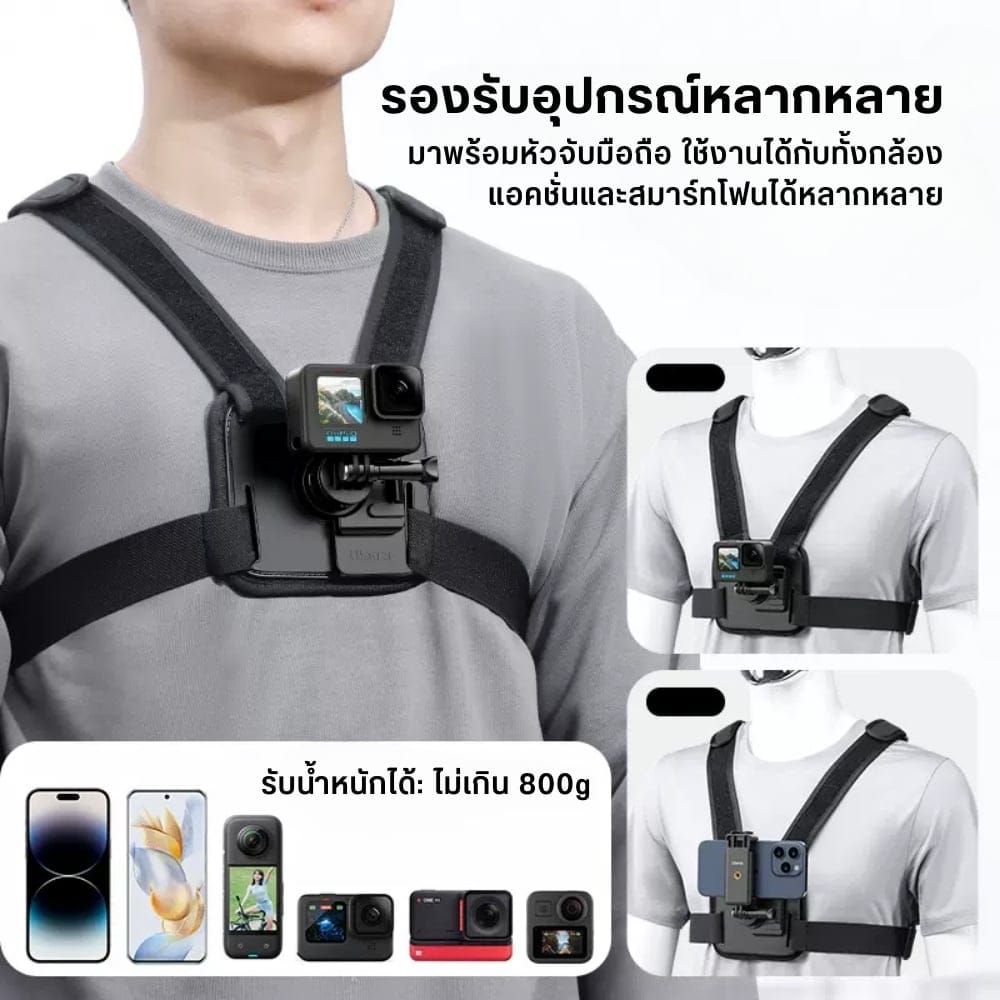 สายคาดอก ULANZI CM028 GO-QUICK II ถ่ายวิดีโอ POV รองรับมือถือ กล้อง GOPRO/ DJI ACTION 6 / INSTA360_5