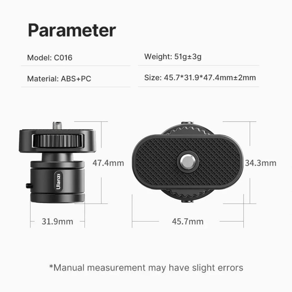 หัวต่อแม่เหล็ก QUICK RELEASE ULANZI C016 GO-QUICK II สำหรับกล้อง ACTION CAMERA เกลียว 1/4 นิ้ว