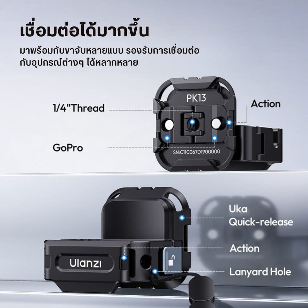 อะแดปเตอร์ ตัวแปลงต่อกล้อง ULANZI PK13 สำหรับDJI OSMO POCKET 4 /3 ระบบ UKA QUICK RELEASE สำหรับถ่ายภาพ วิดีโอ