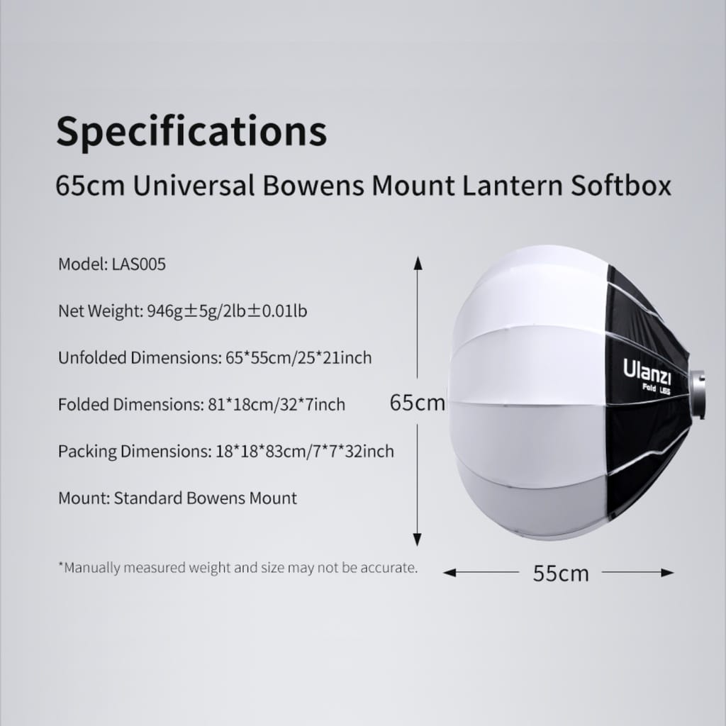 ซอฟต์บ็อกซ์ โคมร่มกลม ULANZI L65 กรองแสง 65 ซม. BOWEN MOUNT ถ่ายภาพ วิดีโอ ให้แสงนุ่ม_5