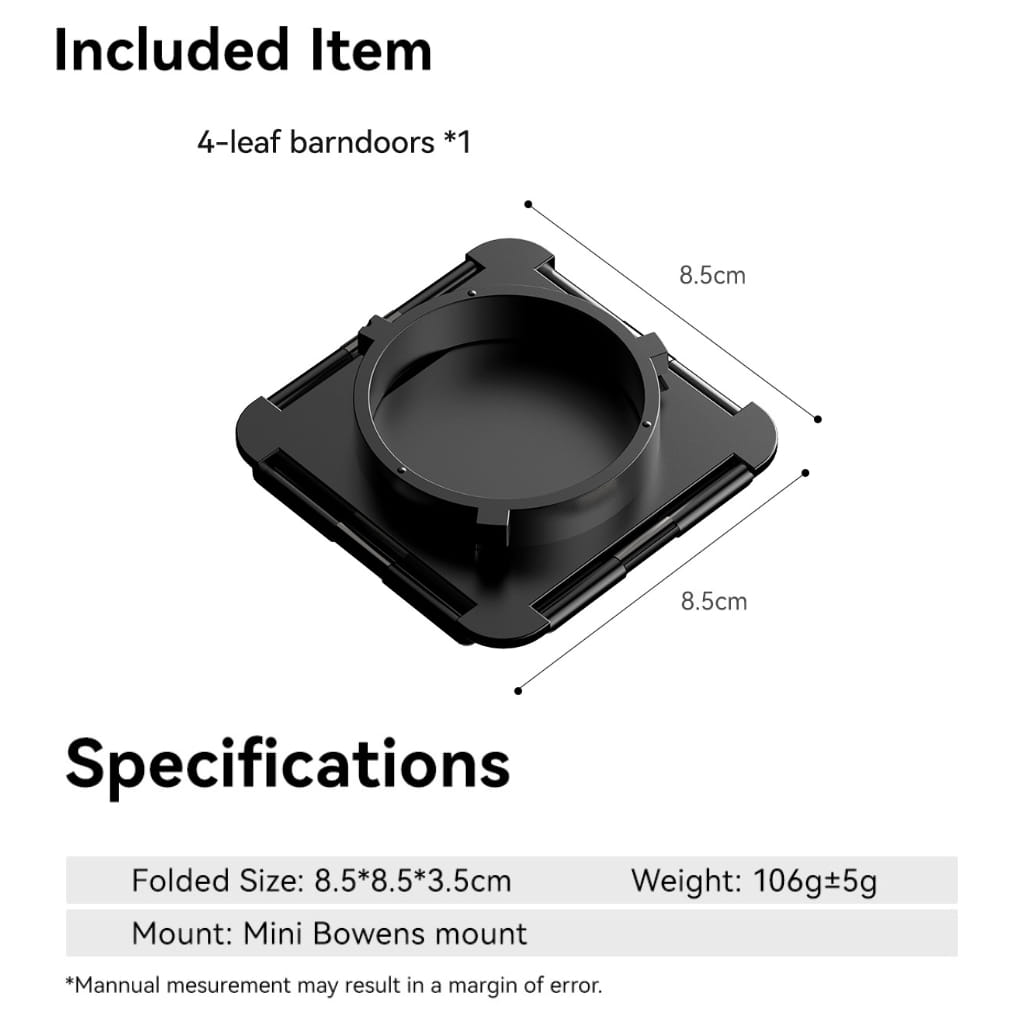 บานดอร์ ULANZI 4-LEAF MINI BOWEN MOUNT ควบคุมการกระจายแสง ไฟสตูดิโอ ULANZI L023/ L024 สีดำ