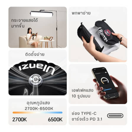ไฟ LED แบบเป่าลม ULANZI AL120 กำลังไฟ 136W ขนาดพกพา สีดำ ไฟเซลฟี่ ไฟถ่ายภาพ ไฟถ่ายสินค้า_1