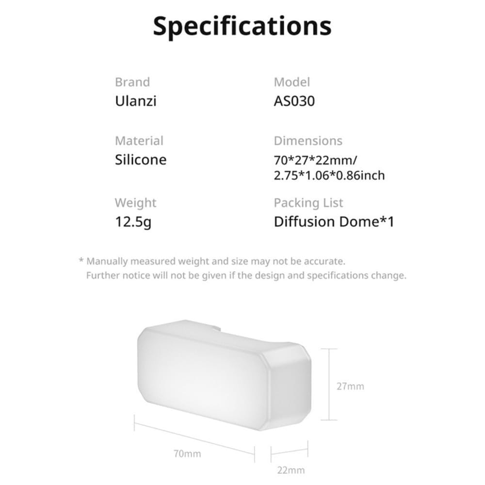 ซิลิโคนซอฟต์แสง ULANZI AS030 สำหรับแฟลช F12