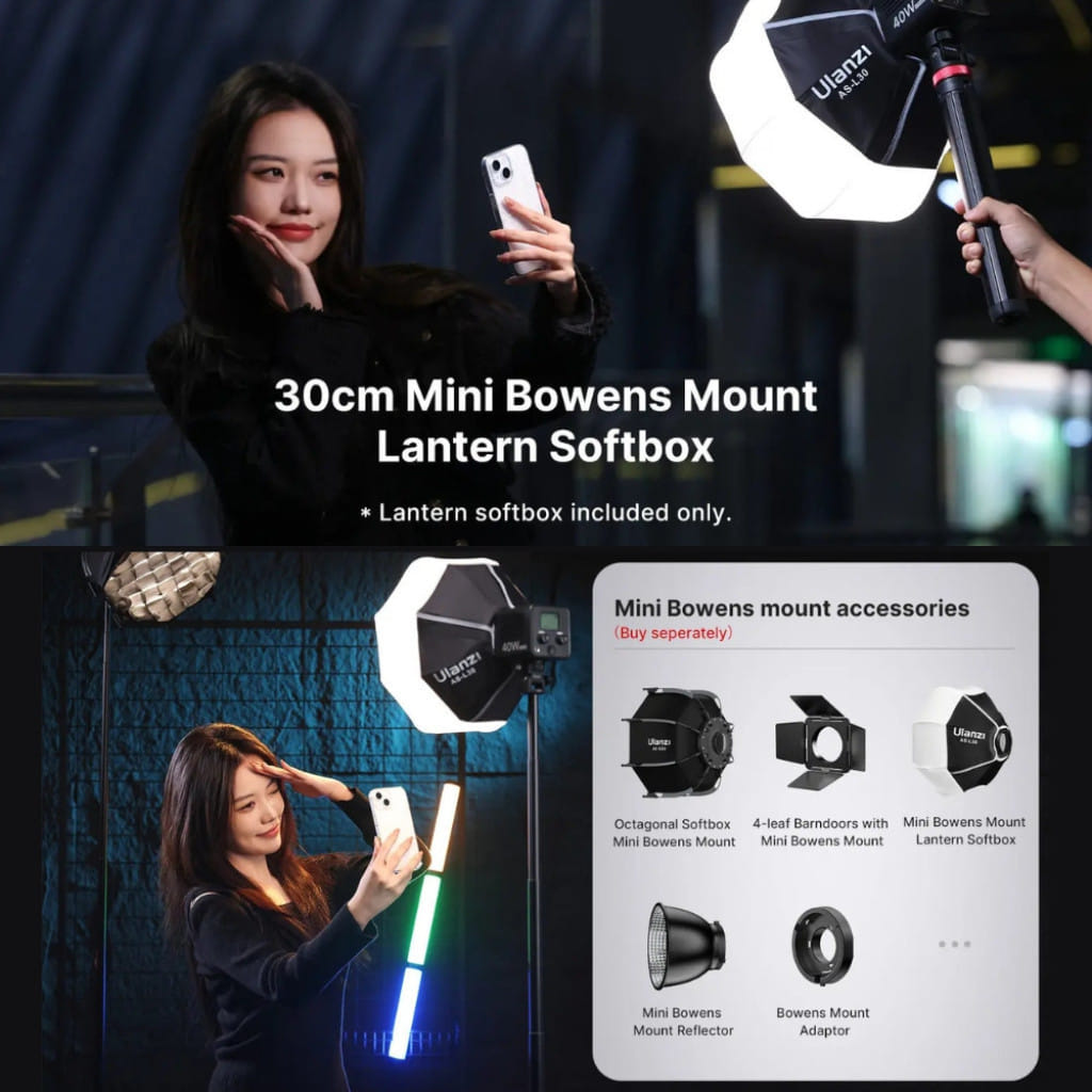 ซอฟต์บ็อกซ์ โคมร่มกลม ULANZI ASL30 กรองแสง 30 ซม. MINI BOWEN MOUNT ถ่ายภาพ วิดีโอ ให้แสงนุ่ม_1