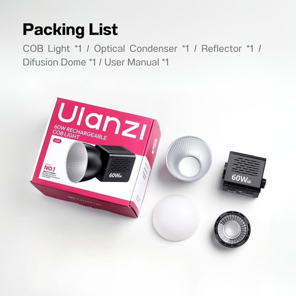 ไฟถ่ายวิดีโอ ULANZI C60 BI 60W BI-COLOR MINI COB LED LIGHT ไฟสตูดิโอ ไฟไลฟ์สด