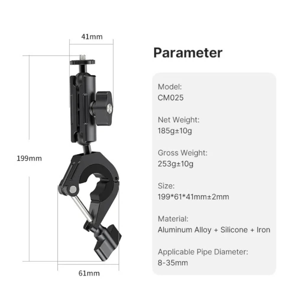 แคลมป์แบบหนีบ ULANZI CM025 สำหรับ GOPRO สีดำ