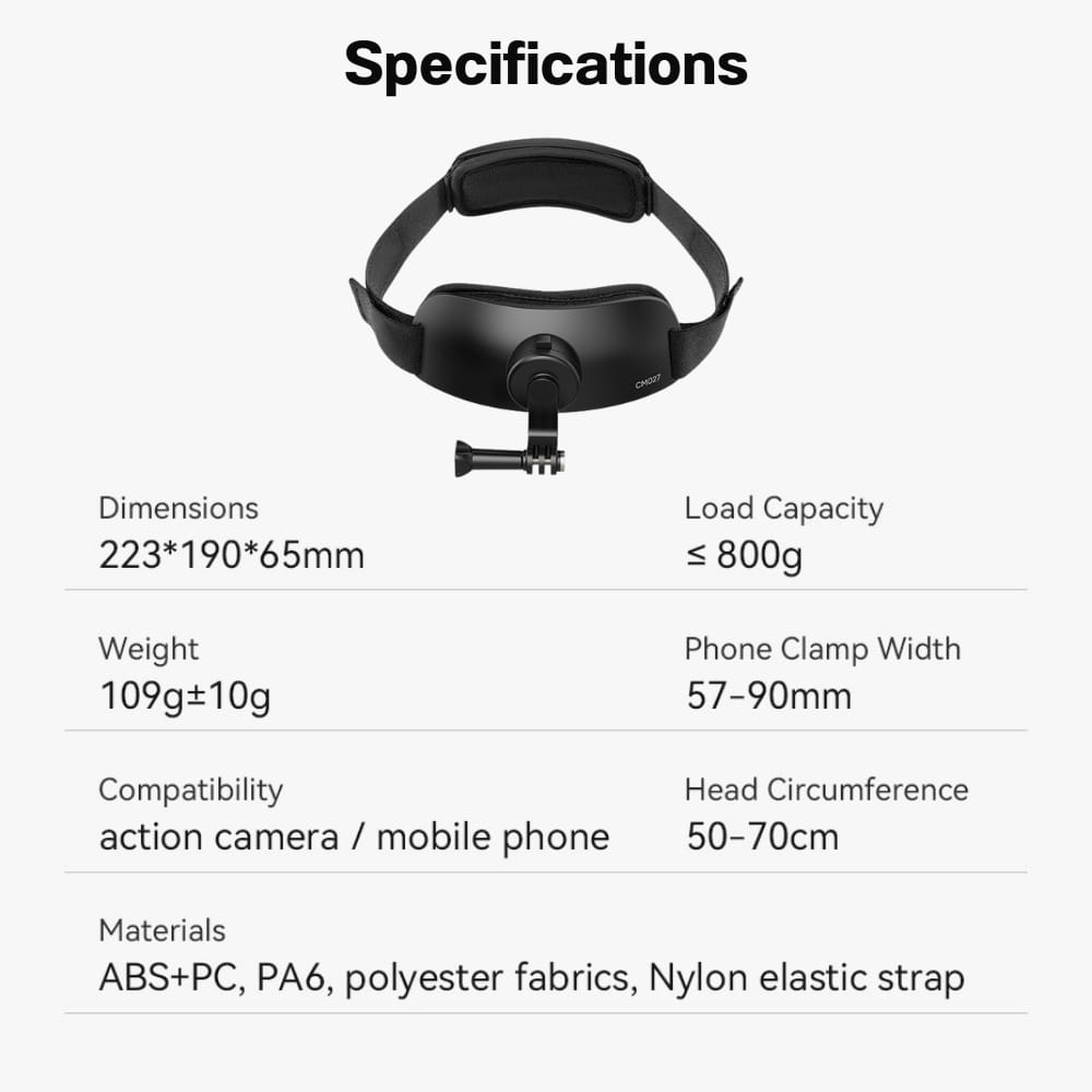 สายคาดศีรษะ ULANZI CM027 สำหรับกล้อง ACTION CAMERA พร้อม หัวจับมือถือ ถ่ายมุม POV_5