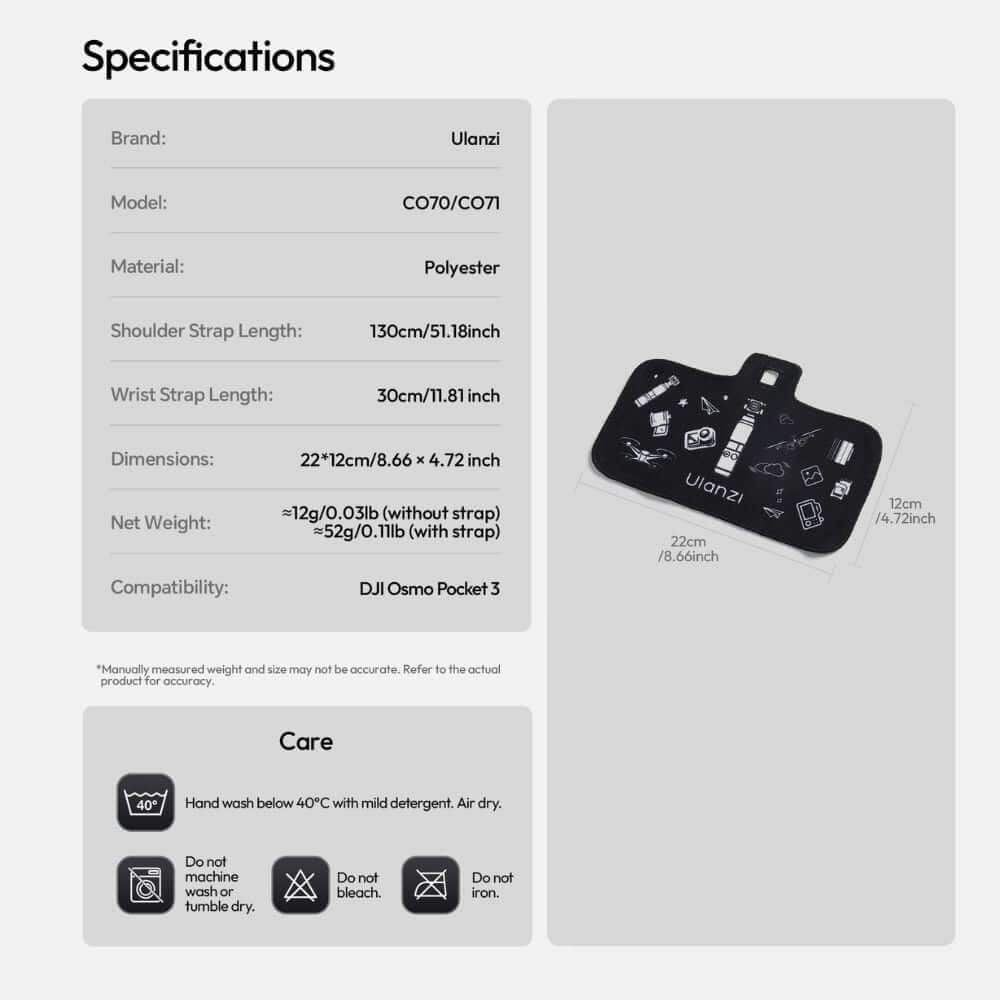 ผ้าห่อกล้อง DJI OSMO POCKET 3 ULANZI CO71 ขนาดพกพา สีดำ