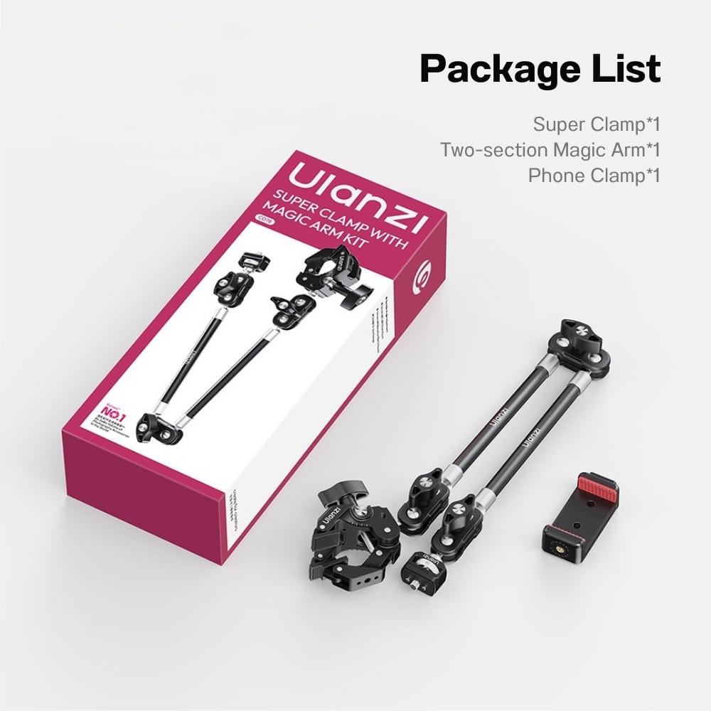 ชุดแขนยึดโต๊ะ ULANZI CO78 SUPER CLAMP & MAGIC ARM 2 ท่อน พร้อม PHONE CLAMP ต่อมือถือ สีดำ_6