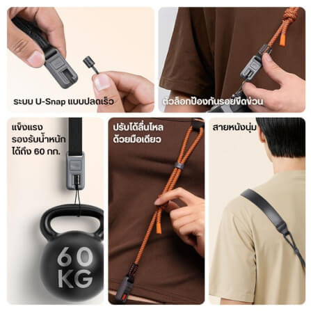 สายคล้องกล้อง ULANZI CSS2 ระบบ U-SNAP QUICK RELEASE สีดำ_1
