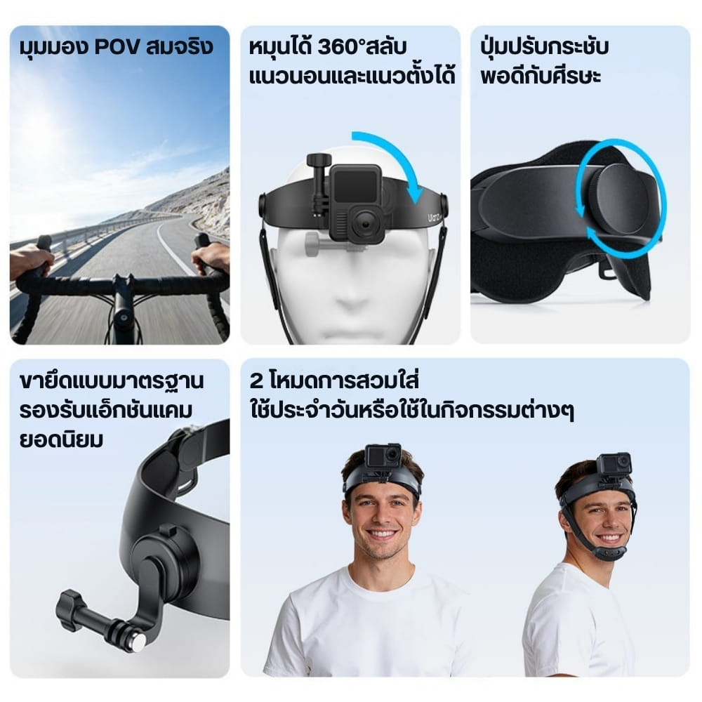 สายคาดศีรษะ ULANZI HERO-01 สำหรับ กล้อง ACTION CAMERA ถ่ายมุม POV พร้อม หัวจับมือถือ