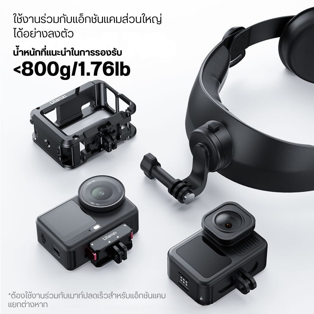 สายคาดศีรษะ ULANZI HERO-01 สำหรับ กล้อง ACTION CAMERA ถ่ายมุม POV พร้อม หัวจับมือถือ_7