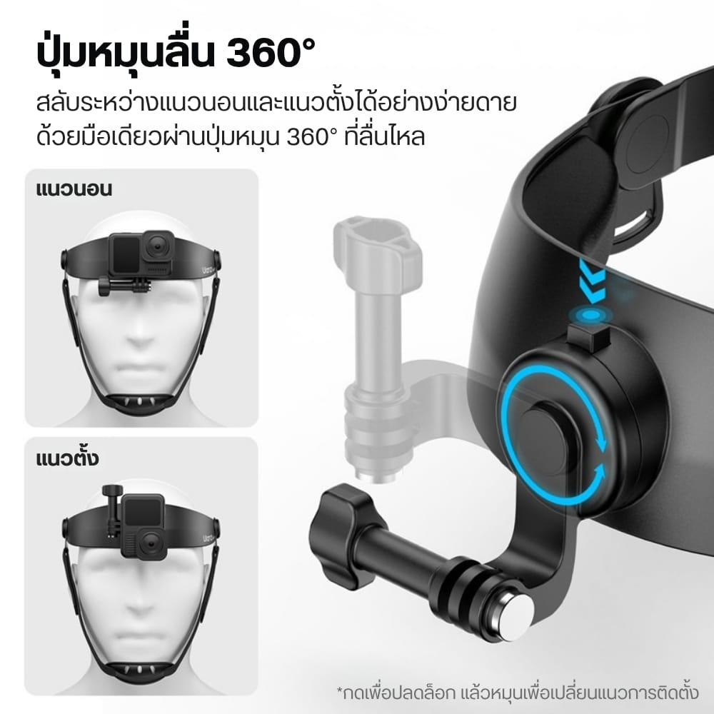 สายคาดศีรษะ ULANZI HERO-01 สำหรับ กล้อง ACTION CAMERA ถ่ายมุม POV พร้อม หัวจับมือถือ_5