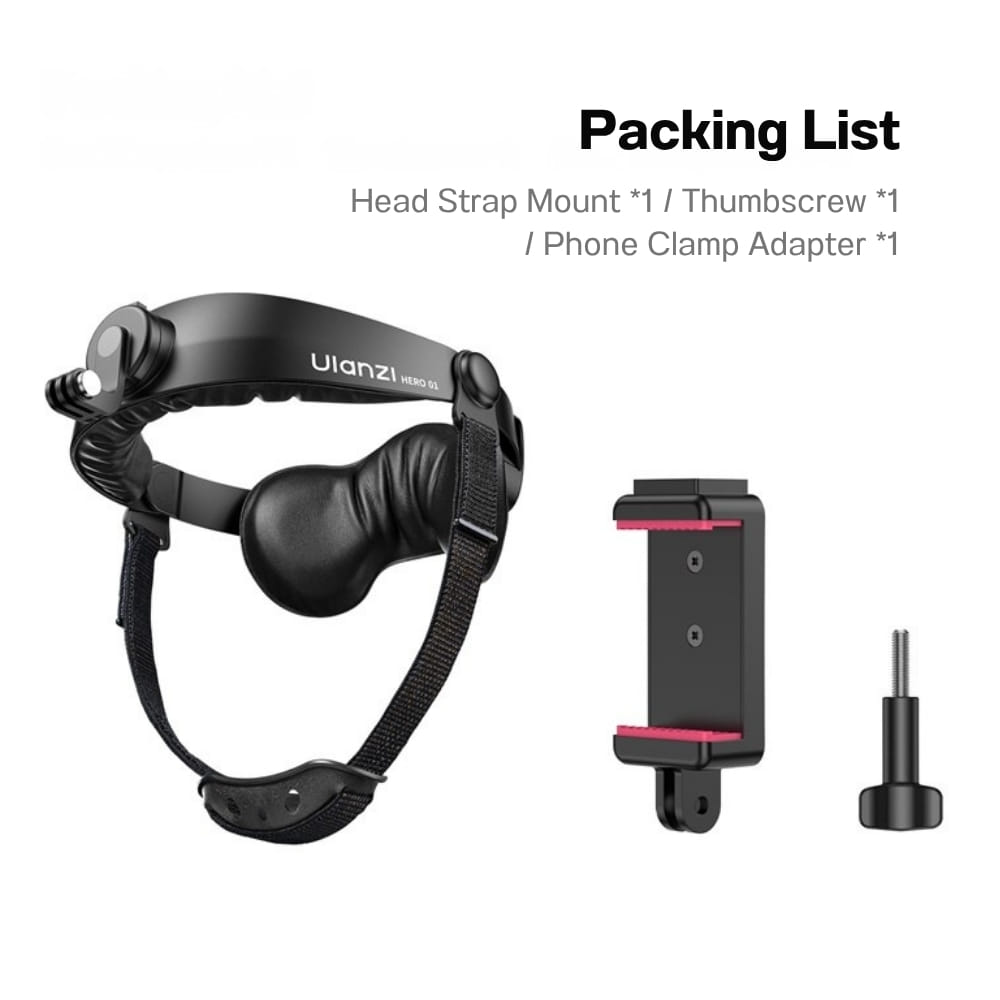 สายคาดศีรษะ ULANZI HERO-01 สำหรับ กล้อง ACTION CAMERA ถ่ายมุม POV พร้อม หัวจับมือถือ_8