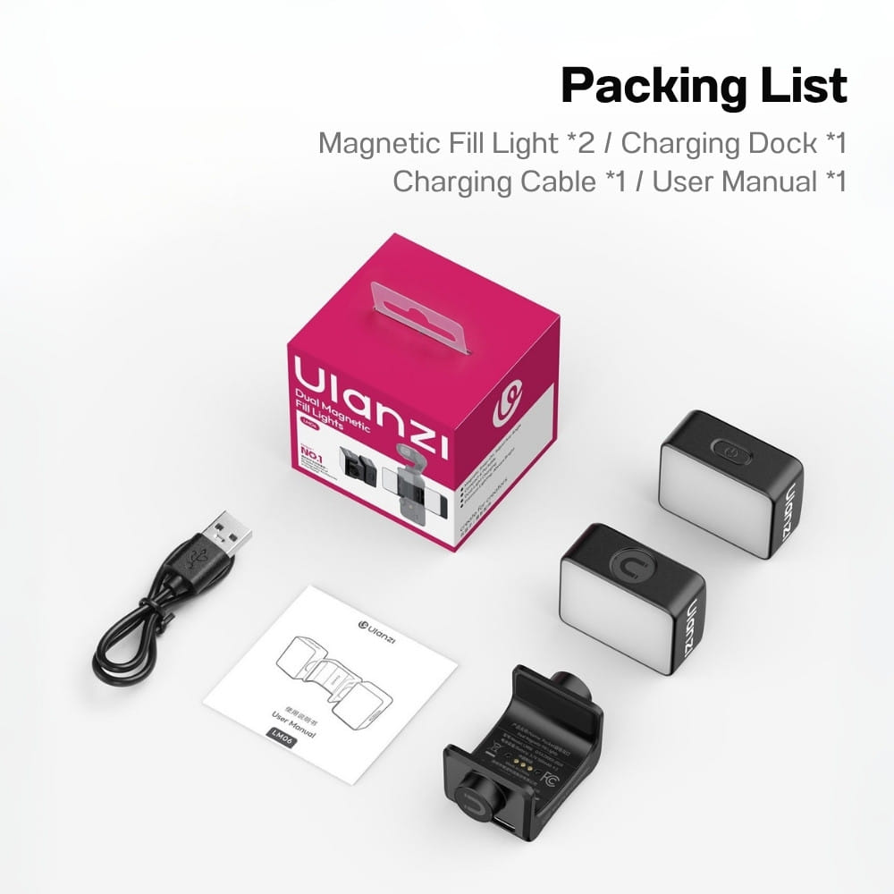 ไฟมินิ LED พกพา ULANZI LM06 สำหรับ DJI OSMO POCKET 4/3 ขนาดพกพา สีดำ