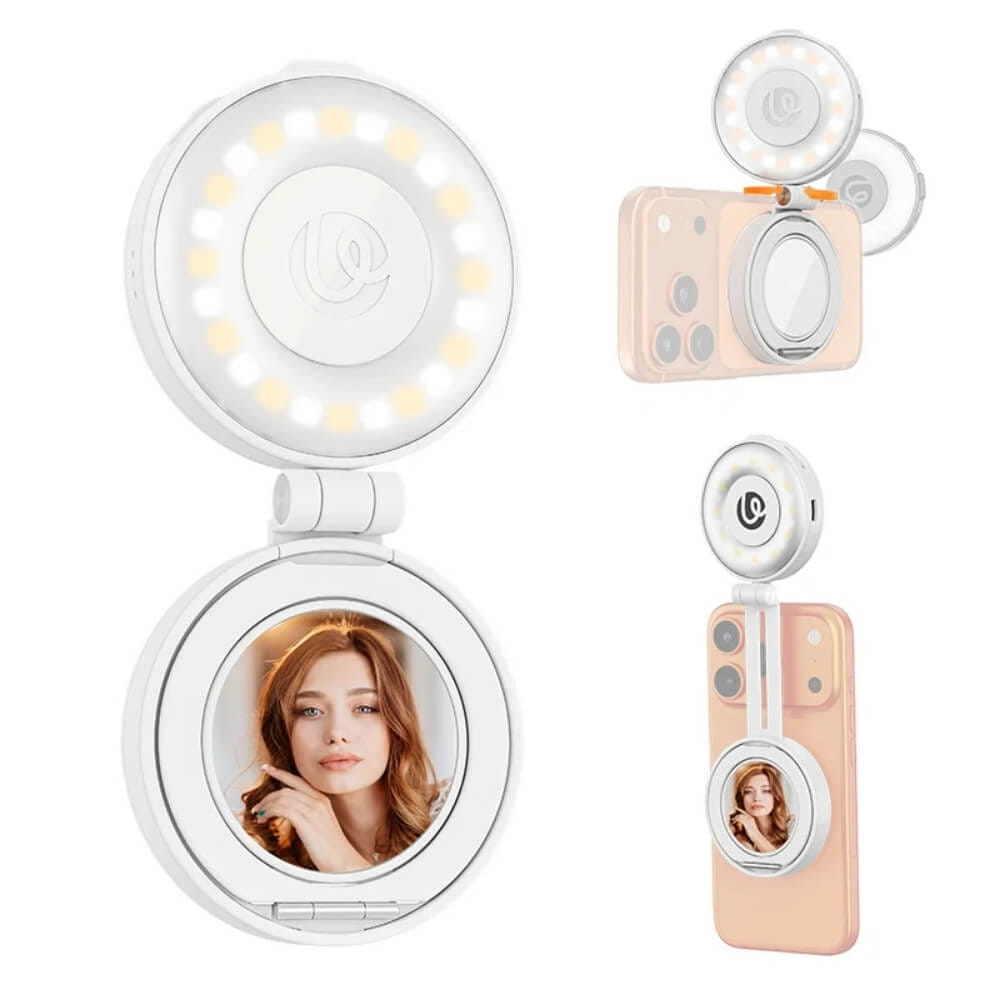 ไฟ LED อเนกประสงค์ ULANZI LM23 ขนาดพกพา สีขาว ไฟเซลฟี่สำหรับมือถือ MAGSEFE กระจกเซลฟี่ในตัว
