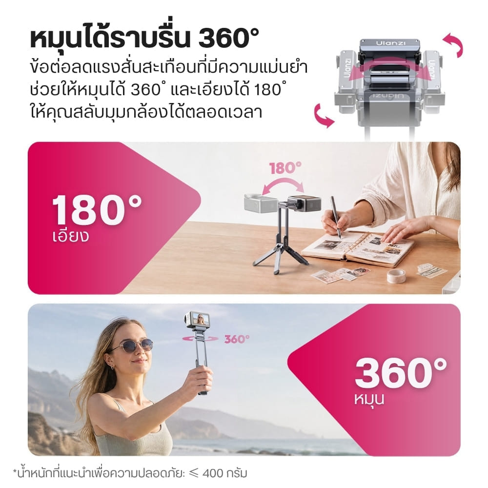 ขาตั้งมินิแม่เหล็ก ULANZI MA37 QUICK RELEASE 4 โหมด พับเก็บ 12.5CM รับน้ำหนัก 400G สำหรับ DJI ACTION 3 / 4 / 5 PRO_5