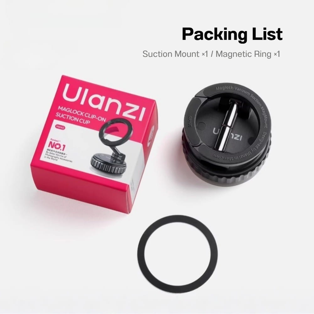 ที่ยึดมือถือ ขาตั้งมือถือแม่เหล็ก ULANZI MA40 สุญญากาศ ติดกระจก พร้อมตะขอเกี่ยว ปรับได้ 3 แกน VLOG