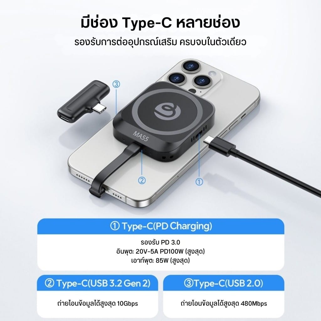 เคสฮาร์ดดิสก์ M.2 NVME SSD ULANZI MA55 ระบบ MAGSAFE รองรับความจุสูงสุด 2TB พร้อมระบบระบายความร้อน สีดำ