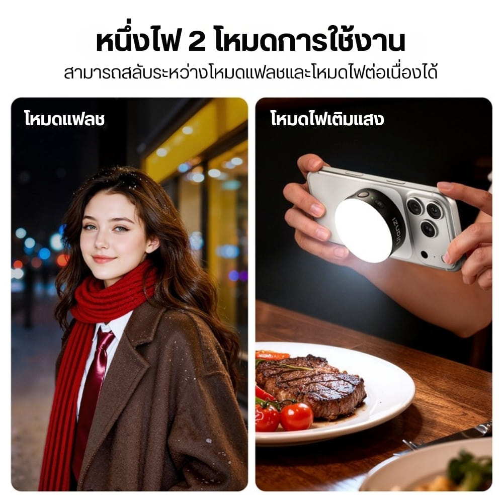แฟลชมือถือพกพา ULANZI MFL01 แบบแม่เหล็ก ปรับแสงได้ 5 ระดับ รีโมทชัตเตอร์ในตัว ถ่ายภาพ สีดำ