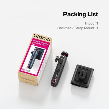 ขาตั้งกล้อง ไม้เซลฟี่ ULANZI MT55 พร้อม BACKPACK STRAP MOUNT รองรับ ACTION CAMERA POCKET 4 ขนาดพกพา สีดำ_6