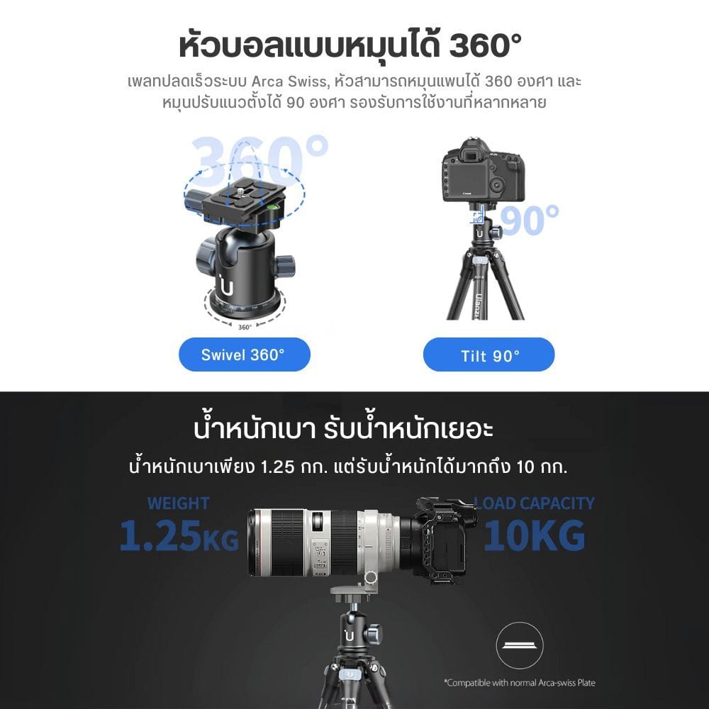 ขาตั้งกล้อง ULANZI MT60 ขนาดพกพา สีดำ