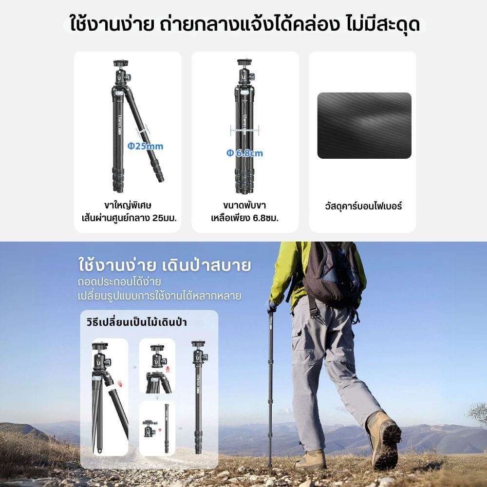 ขาตั้งกล้อง ULANZI MT60 ขนาดพกพา สีดำ_2